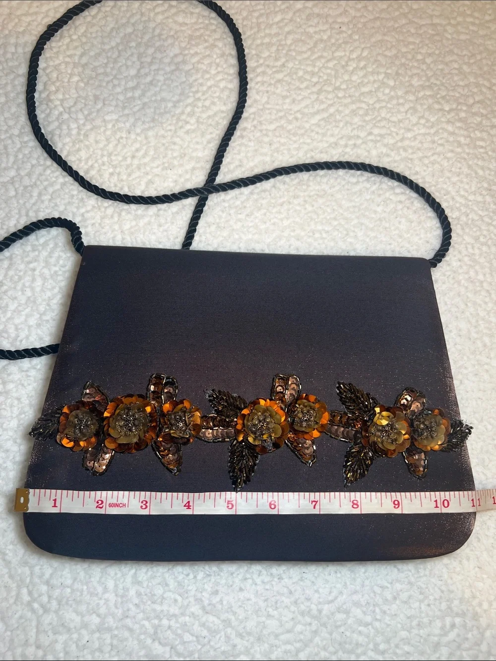 Embellished Vintage Evening Slim Bag with Floral Appliqué